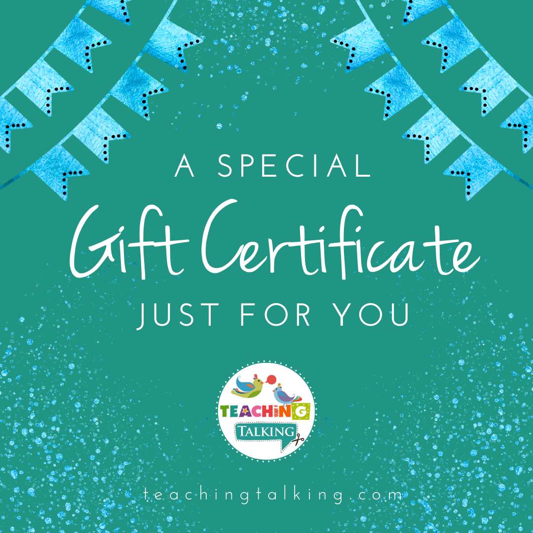 speech therapy gift card from Teaching Talking