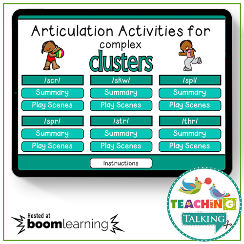 Teaching Talking BOOM Cards BOOM Cards - Articulation Activities for Complex Clusters