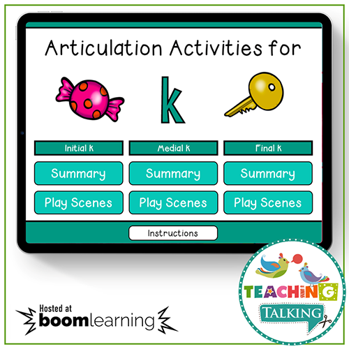 Teaching Talking BOOM Cards BOOM Cards - Articulation Activities for /K/