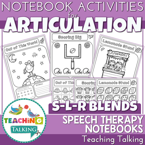 Teaching Talking Printable Articulation Notebooks for S-L-R-Blends and Clusters