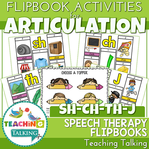 Teaching Talking Printable Articulation "Take Home" Flip Books - SH, CH, TH, & J