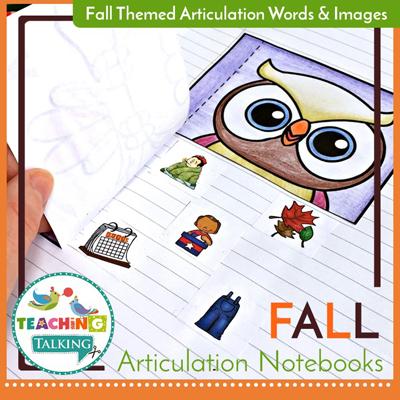 Teaching Talking Printable Fall Articulation Activities for Notebooks