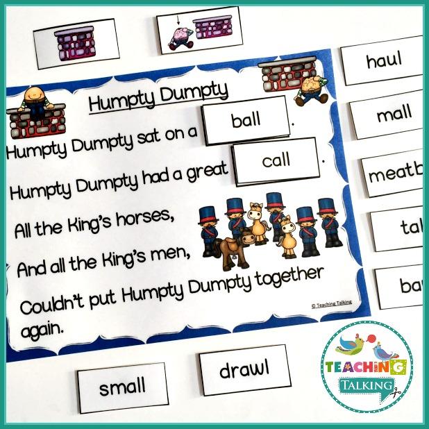 Teaching Talking Printable Nursery Rhyme Activities for Humpty Dumpty