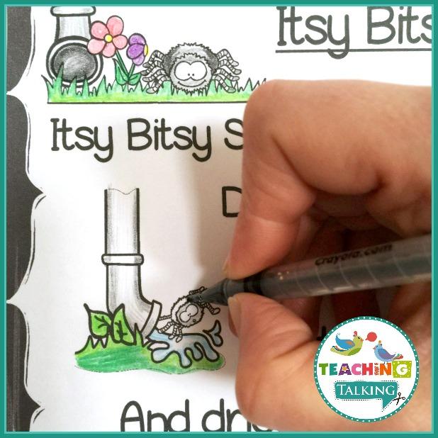 Teaching Talking Printable Nursery Rhyme Activities for Itsy Bitsy Spider