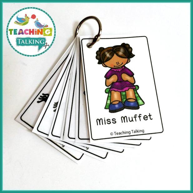 Teaching Talking Printable Nursery Rhyme Activities for Little Miss Muffett