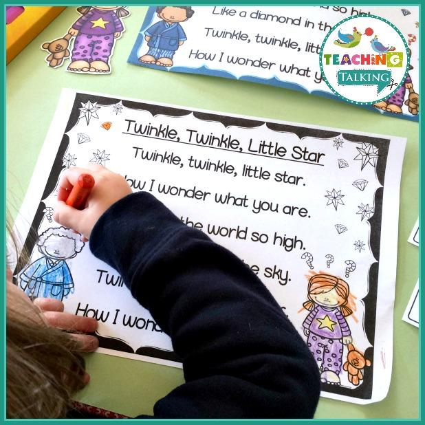 Teaching Talking Printable Nursery Rhyme Activities for Twinkle Twinkle Little Star