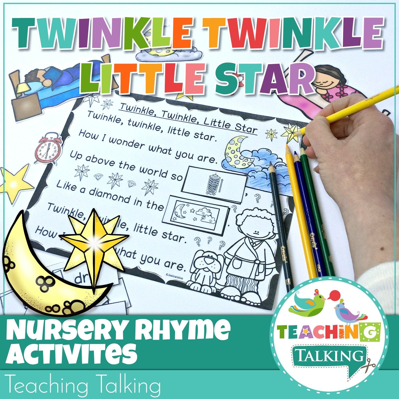Teaching Talking Printable Nursery Rhyme Activities for Twinkle Twinkle Little Star