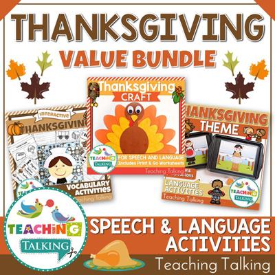 Teaching Talking Printable Thanksgiving Speech Therapy Activities Value Bundle