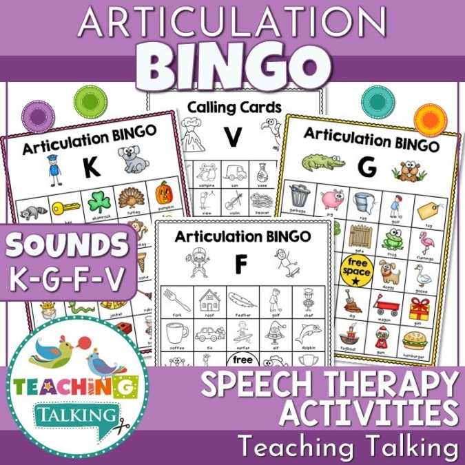 Articulation BINGO for K, G, F, V