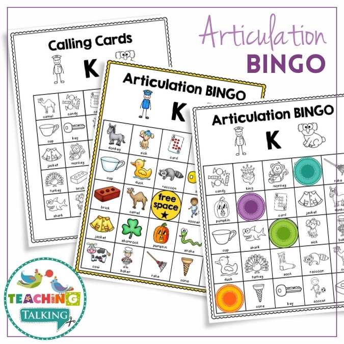 Articulation BINGO for K, G, F, V