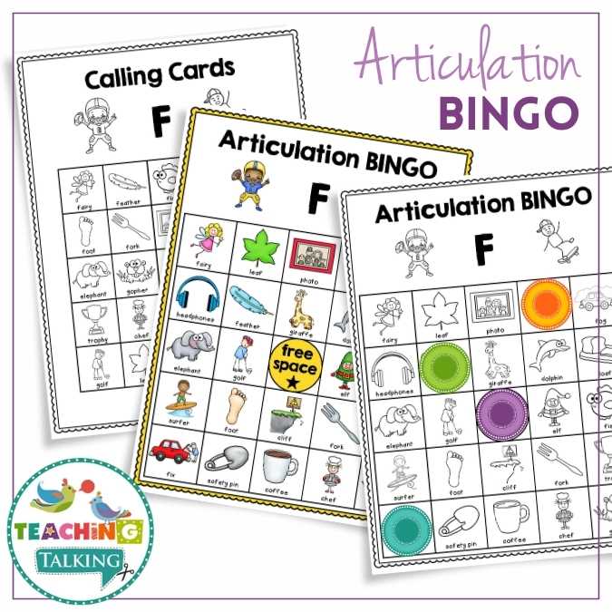 Articulation BINGO for K, G, F, V