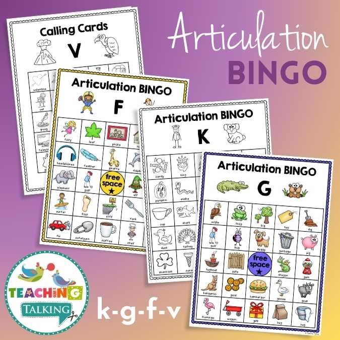Articulation BINGO for K, G, F, V