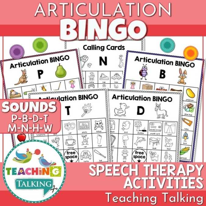 Articulation BINGO for P, B, T, D, M, N, H, W