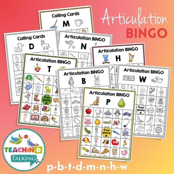 Articulation BINGO for P, B, T, D, M, N, H, W