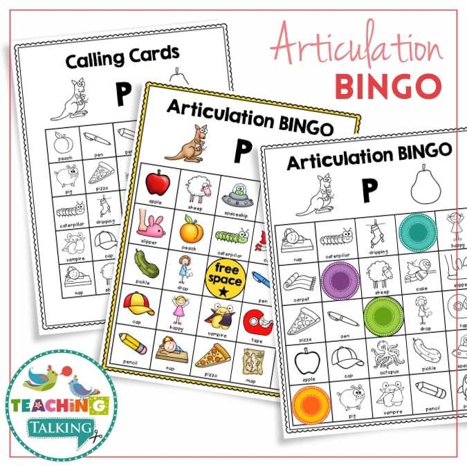 Articulation BINGO for P, B, T, D, M, N, H, W