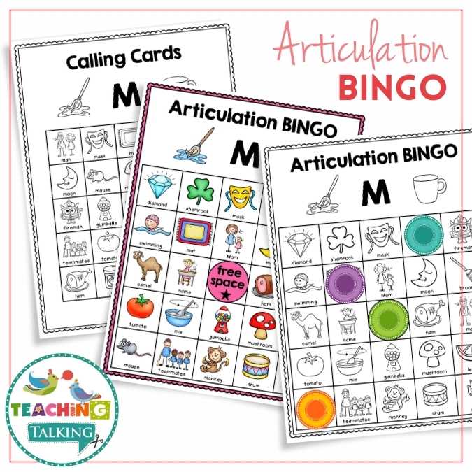 Articulation BINGO for P, B, T, D, M, N, H, W