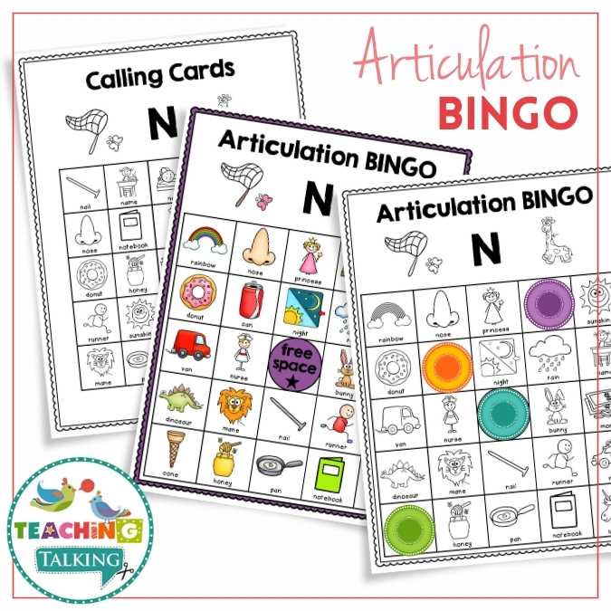 Articulation BINGO for P, B, T, D, M, N, H, W