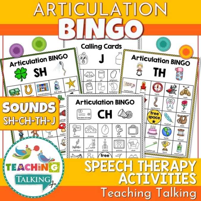 Articulation BINGO for SH, CH, J, TH