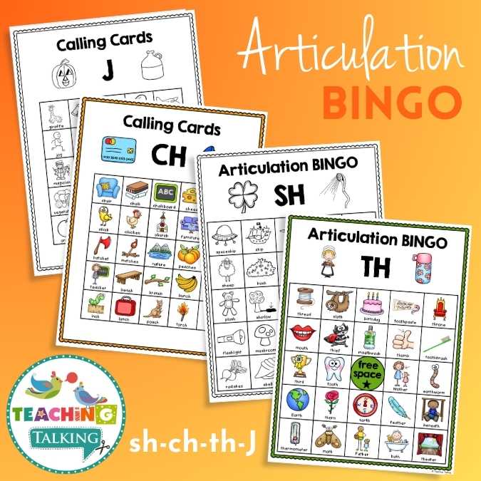 Articulation BINGO for SH, CH, J, TH