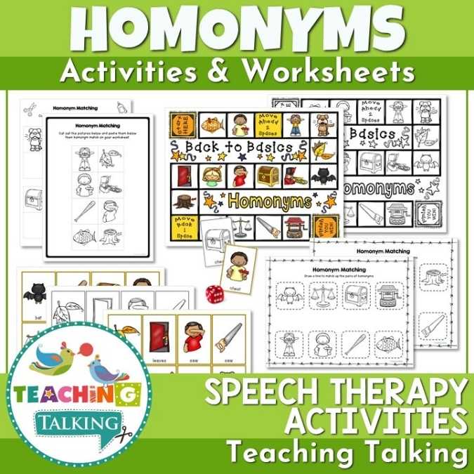 Worksheets, Game and Cards for Homonyms