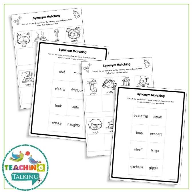 Worksheets, Game and Cards for Synonyms