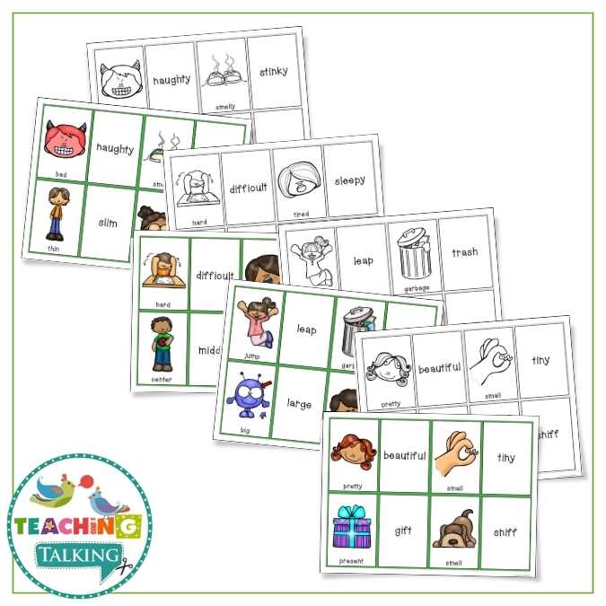 Worksheets, Game and Cards for Synonyms