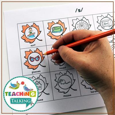 Fall Articulation Activities Print and Go Low Prep Cards to Color for Speech Therapy