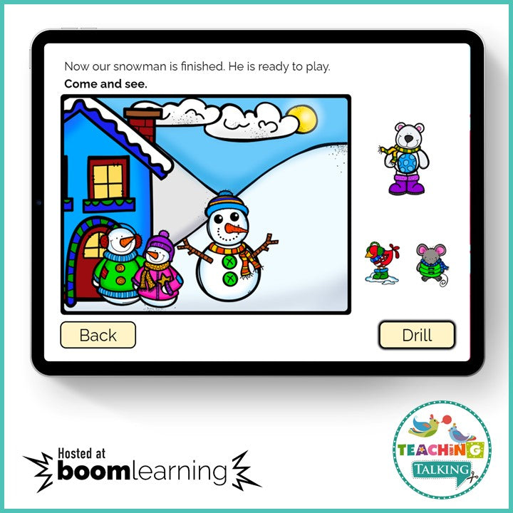 Apraxia of Speech Activities Snowman Pack and BOOM! Cards - Teaching Talking