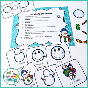 Apraxia of Speech Activities Snowman Pack and BOOM! Cards - Teaching Talking
