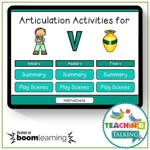 Teaching Talking BOOM Cards BOOM Cards - Articulation Activities for /V/