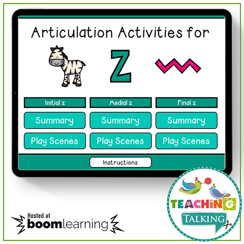 Teaching Talking BOOM Cards BOOM Cards - Articulation Activities for /Z/
