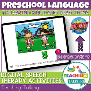 Teaching Talking BOOM Cards BOOM Cards - Following Multi-Step Directions with Possessive 's'