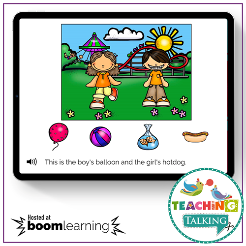 Teaching Talking BOOM Cards BOOM Cards - Following Multi-Step Directions with Possessive 's'