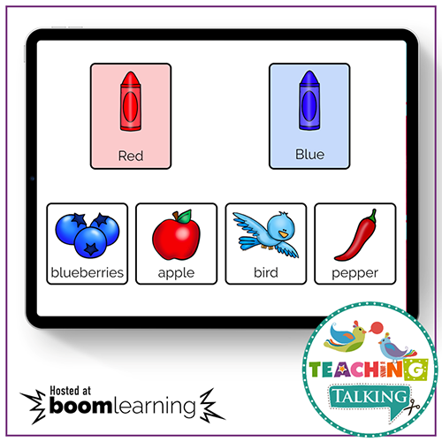 Teaching Talking BOOM Cards BOOM Cards - Sorting Early Nouns by Color