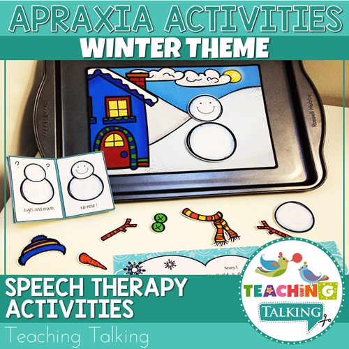 Teaching Talking Printable Apraxia of Speech Activities Snowman Pack and BOOM! Cards