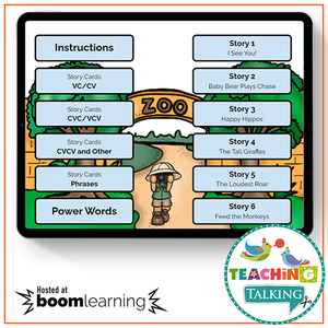 Teaching Talking Printable Apraxia of Speech Activities Zoo Pack and BOOM! Cards