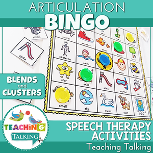 Teaching Talking Printable Articulation BINGO for Clusters and S, L, R Blends