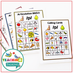 Teaching Talking Printable Articulation BINGO for P, B, T, D, M, N, H, W