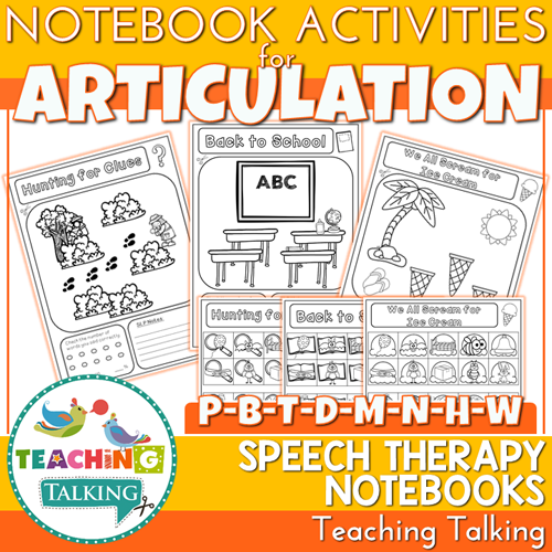 Teaching Talking Printable Articulation Notebooks for P-B-T-D-M-N-H-W