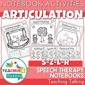 Teaching Talking Printable Articulation Notebooks for S-Z-L-R