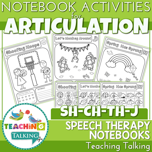 Teaching Talking Printable Articulation Notebooks for SH-CH-TH-J