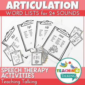 Teaching Talking Printable Articulation Word Lists for Speech Therapy