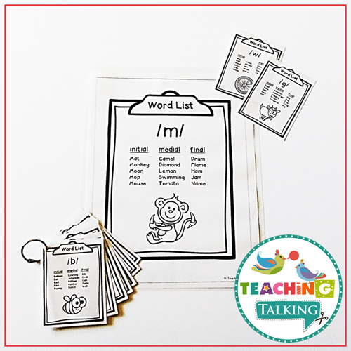 Teaching Talking Printable Articulation Word Lists for Speech Therapy