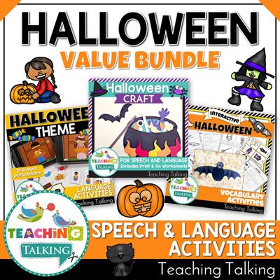 Teaching Talking Printable Halloween Speech Therapy Activities Value Bundle