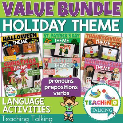Teaching Talking Printable Holidays Value Bundle of Preschool Language Activities for Speech Therapy