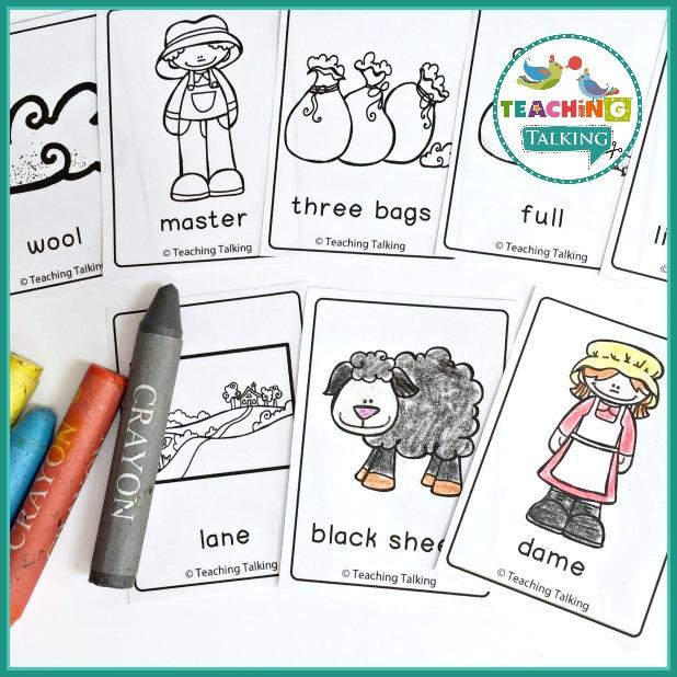 Teaching Talking Printable Nursery Rhyme Activities for Baa Baa Black Sheep