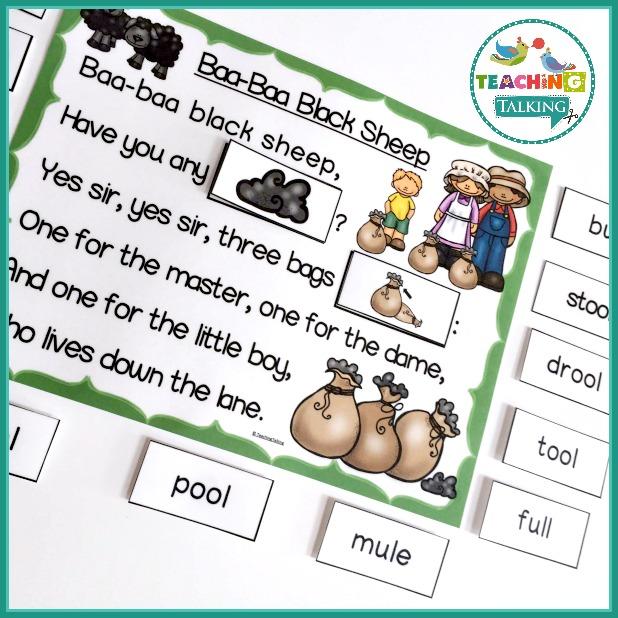 Teaching Talking Printable Nursery Rhyme Activities for Baa Baa Black Sheep