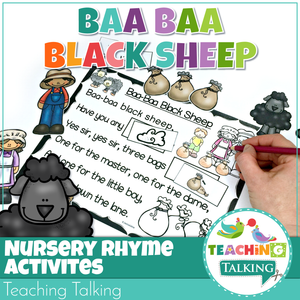 Teaching Talking Printable Nursery Rhyme Activities for Baa Baa Black Sheep