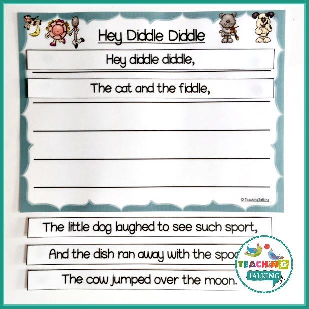 Teaching Talking Printable Nursery Rhyme Activities for Hey Diddle Diddle