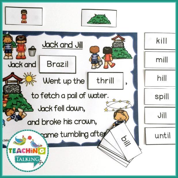 Teaching Talking Printable Nursery Rhyme Activities for Jack and Jill